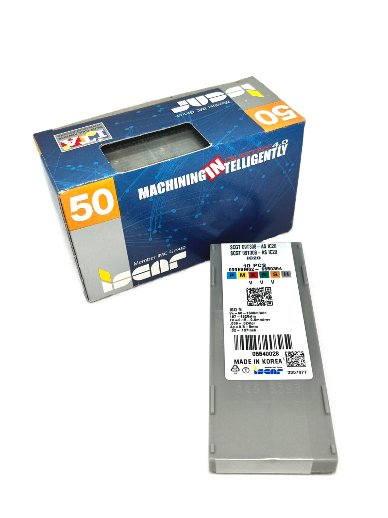 Iscar-50x SCGT 09T308-AS IC20 + SSSCR tool-Smartinserts