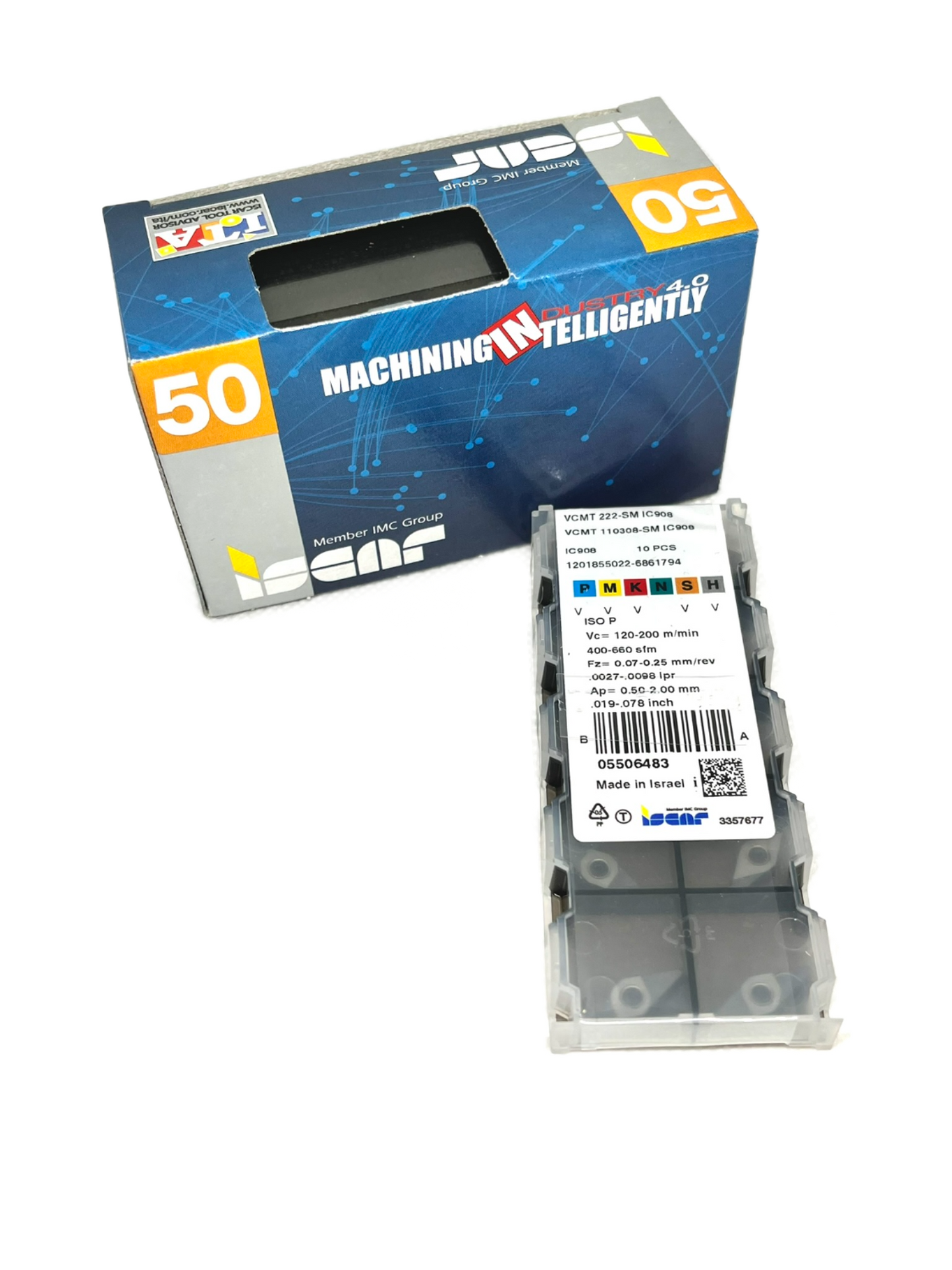 Iscar-50x VCMT 110308-SM IC908 + SVJC tool-Smartinserts