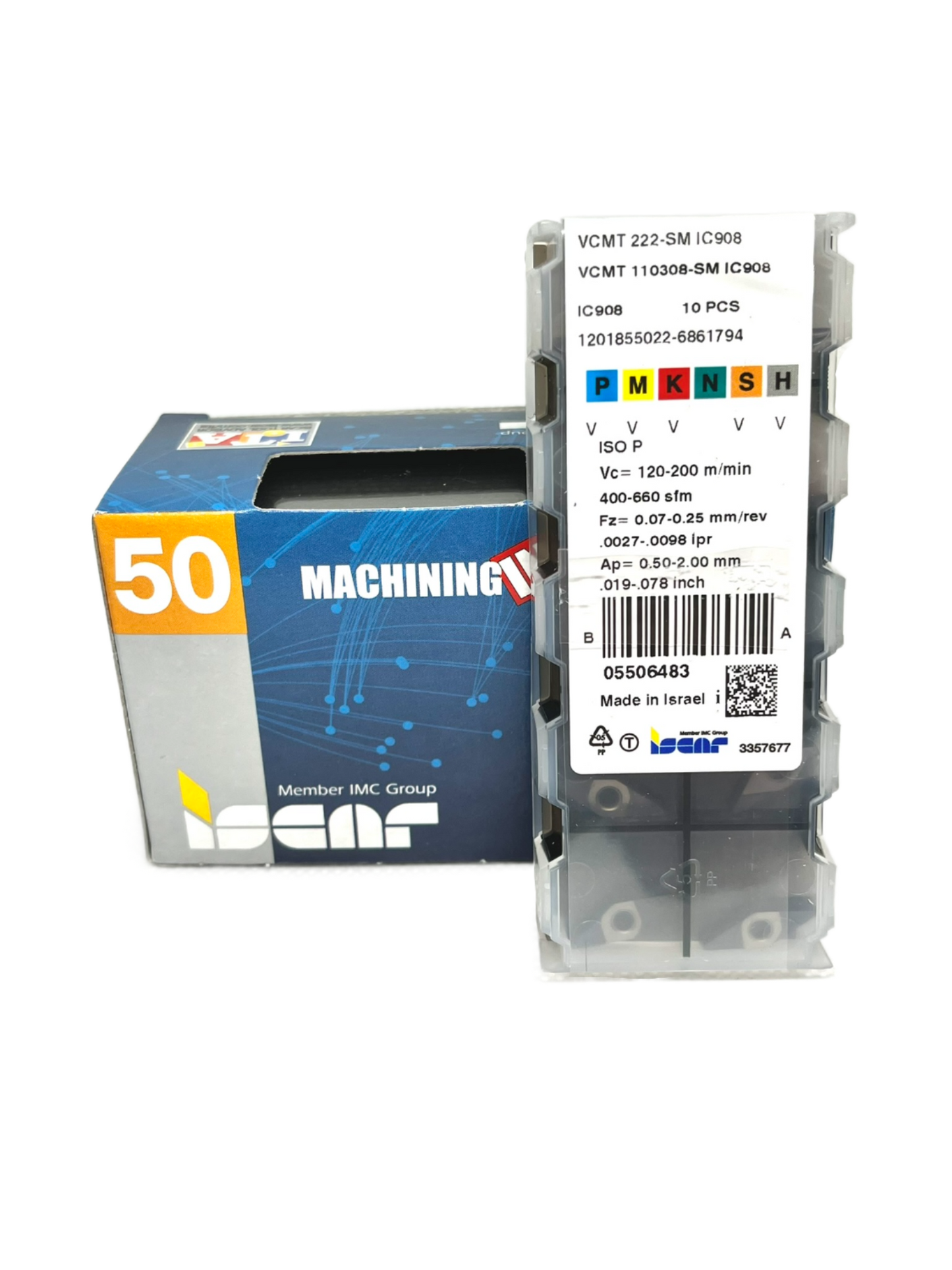Iscar-50x VCMT 110308-SM IC908 + SVJC tool-Smartinserts