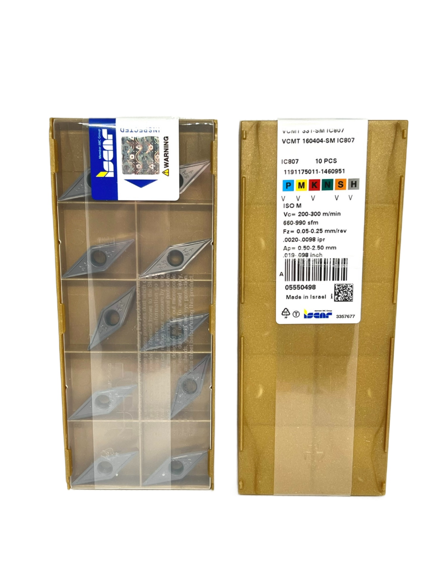 Iscar-50x VCMT 160404-SM IC807 + SVJC/SVVC tool-Smartinserts