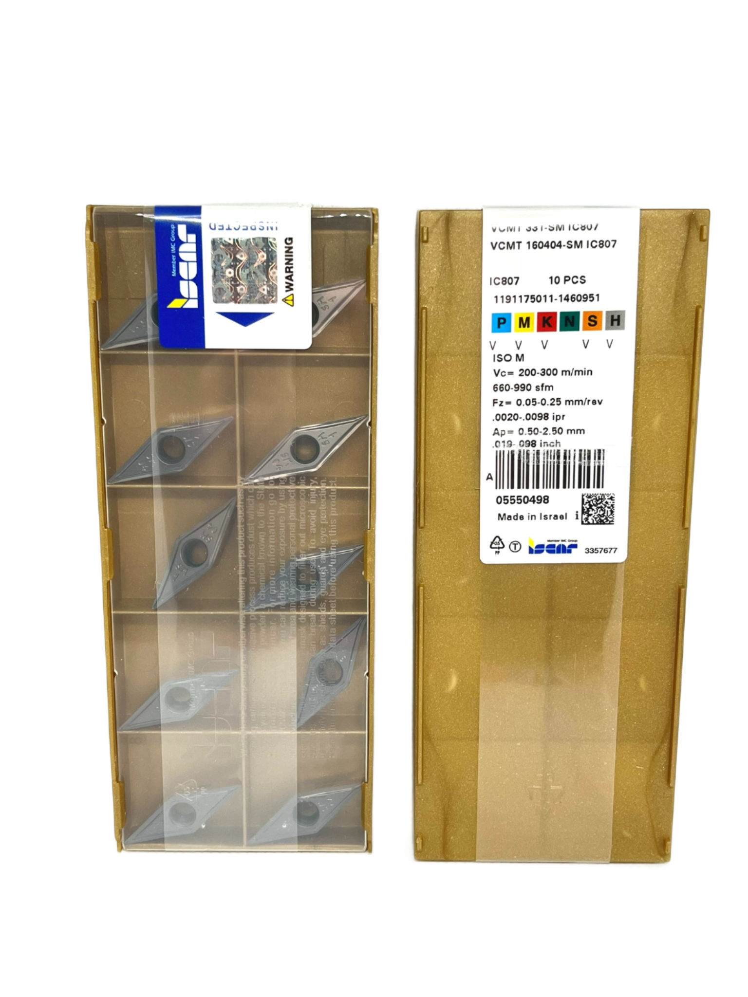 Iscar-50x VCMT 160404-SM IC807 + SVJC/SVVC tool-Smartinserts