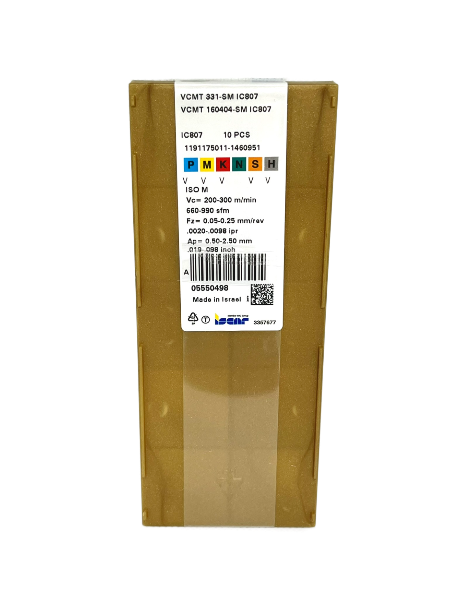 Iscar-50x VCMT 160404-SM IC807 + SVJC/SVVC tool-Smartinserts